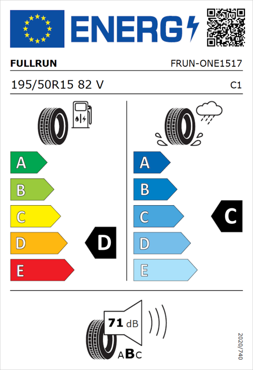 Tyre Label for Fullrun Frun-One 195/50R15 82V