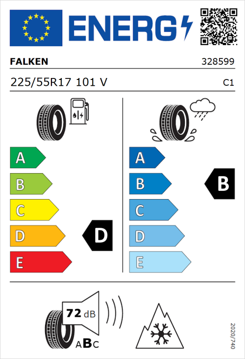 Tyre Label for Falken Eurowinter HS01 225/55R17 101V
